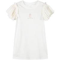 暇步士（Hush Puppies）童装女童夏季精梳棉汗布时尚休闲百搭半袖连衣裙 本白 140 cm