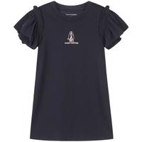 暇步士（Hush Puppies）童装女童夏季精梳棉汗布时尚休闲百搭半袖连衣裙 藏蓝 130 cm