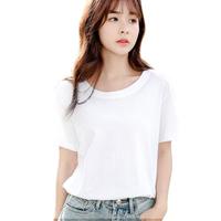 【100%纯棉】单件装女士T恤短袖女上衣短袖纯色打底T恤衫