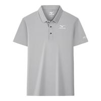 美津浓 Mizuno户外休闲POLO衫男冰丝速干翻领T恤男士薄款上衣透气 中灰 XL  灰色