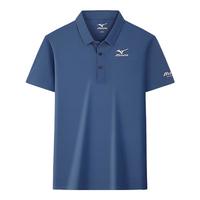 美津浓 Mizuno户外休闲POLO衫男冰丝速干翻领T恤男士薄款上衣透气 牛仔蓝 3XL 
