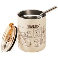 SNOOPY保温杯男女士高颜值咖啡杯随行便携304不锈钢办公室吸管喝水杯子 米咖色350ML【保温保冷+304】