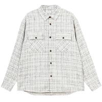 杰克·琼斯（JACK&JONES）春秋宽松翻领格纹花呢潮流百搭小香风外套长袖衬衫夹克男款 G01石灰花灰 M