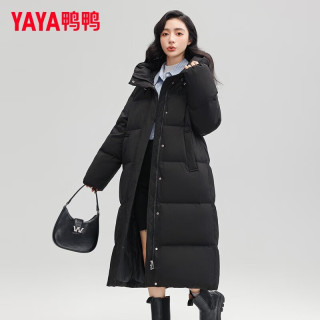 鸭鸭严选羽绒服女2025年冬季长款韩版连帽时尚宽松保暖女士外套W 米色 M