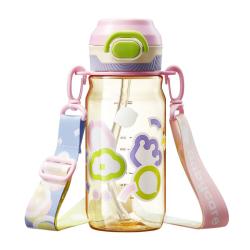 babycare 儿童双饮吸管水杯 PPSU材质 500ml 二合一户外运动幼儿园上学水壶