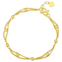 周大生黄金手链女足金路路通光珠双层金手链手饰4.3g