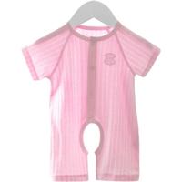 巴厘小猪婴儿连体衣服夏季薄款男宝宝哈衣纯棉女睡衣夏天短袖 【 开档】-网纱-桃红 66cm