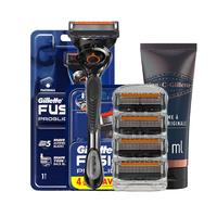 吉列剃须刀手动锋隐5致顺1刀架5刀头 5层刀片+剃须膏175ml泡沫 刮胡刀手动男