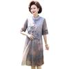 秋芙罗母亲节夏装国风连衣裙中老年人女装50岁60洋气裙子衣服 浅咖色 2XL 175/96A【105-115斤】