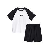 【100%纯棉家居】字母织带时尚短袖家居服套装男夏季男士睡衣