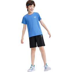 361° 童装 儿童套装25夏男女童弹力透气速干运动针梭套装 蓝150