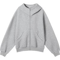 春秋装慵懒休闲双插袋拉链连帽卫衣开衫女式短款外套