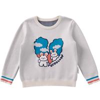 全棉时代女童毛衣秋冬纯棉百搭洋气小童棉线衫亲肤休闲上衣 香草白 110