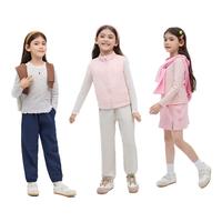 全棉时代2024秋季儿童圆领针织T恤女童百搭上衣 米杏 110 