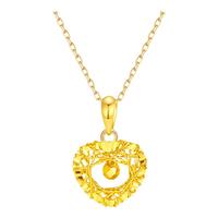 中国黄金CHINA GOLD爱心18K金项链女彩金捕梦网吊坠三八妇 18K金织心吊坠赠S925链