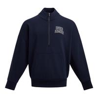 安德玛（UNDERARMOUR）Icon男女同款高克重半拉链运动休闲卫衣1386550 藏蓝色410 L