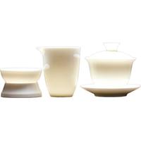 元青佳盛整套功夫茶具中国白羊脂玉瓷陶瓷茶具套装盖碗公杯茶漏三件套