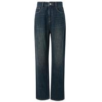 三彩2024冬季加绒牛仔裤高腰休闲长裤宽松直筒锥形裤时尚女 雾霾蓝 L 165/72A