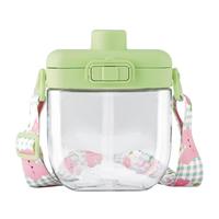 乐扣乐扣（LOCK&LOCK）开学季儿童水杯夏季带吸管一键开盖提手小上学喝水杯子 绿色 470ml