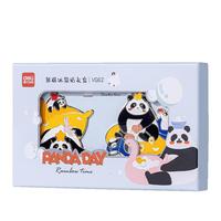 得力 熊猫冰箱贴礼盒套装金属冰箱贴2只装可爱创意磁贴套装挂件VG62