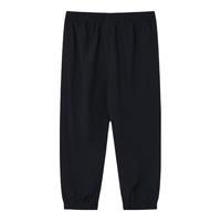 鸿星尔克儿童夏季男童运动休闲长裤舒适运动裤女薄款梭织长裤 正黑 130