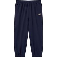 鸿星尔克儿童夏季男童运动休闲长裤舒适运动裤女薄款梭织长裤 蓝黑色 130