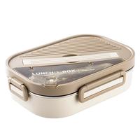 得力(deli)加热饭盒316不锈钢餐盒五分格大容量1.5L配筷勺+保温包