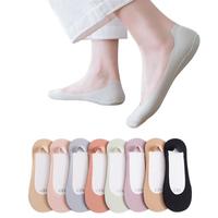 莫代尔5双袜子女船袜夏季冰丝隐形袜超薄无痕浅口硅胶防脱防滑夏天棉 圆口船袜5色5双