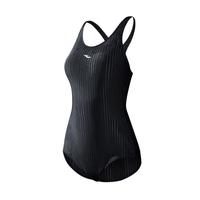 浩沙（hosa）泳衣女专业竞速训练连体三角速干抗氯游泳衣女 黑色（条纹） XXL 