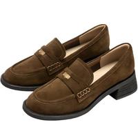 73Hours难哄章若楠同款女鞋风笛乐章2025金币乐福鞋粗跟小皮鞋 深棕 39