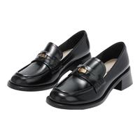 73Hours难哄章若楠同款女鞋风笛乐章2025金币乐福鞋粗跟小皮鞋 黑色 39