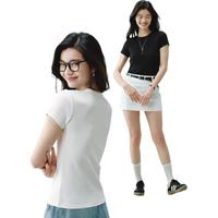 京东京造短袖T恤女夏季25年女装时尚休闲潮流百搭通勤风半袖 黑色 XS XS (155/76A)80~90斤