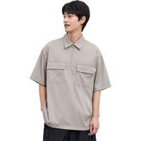 太平鸟男装【京东独家】半拉链polo衫男宽松翻领 卡其(宽松) 2XL