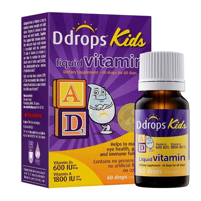 PLUS会员：Ddrops 婴幼儿营养维生素AD滴剂vd3 1岁-18岁 1.7ml 600IU 