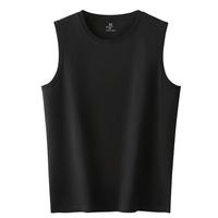 猫人男士背心男95棉氨纯色打底汗衫吸汗透气运动背心男无袖T恤宽肩款 【宽肩款】黑 L