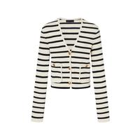 小香风肌理条纹短款针织开衫女装