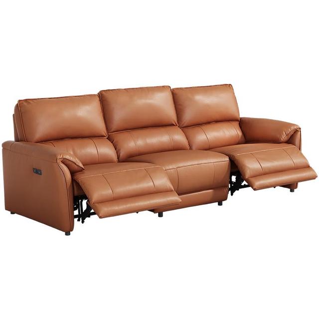 芝华仕 头等舱智能椅贵族皮沙发零靠墙电动功能直排芝华士11323橙2.13m