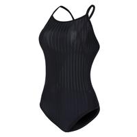 洲克小恶魔女士连体三角专业训练游泳抗氯疏水泳衣时尚显瘦泳衣 黑色 S