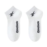 锐步（Reebok）25年夏季青少年纯色简约短袜网眼透气吸汗棉袜男女运动船袜 白色2双 均码