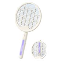 彩虹电蚊拍充电式家用二合一自动诱蚊续航持久物理杀蚊灭蚊拍 瓷白色【可折叠】升级款