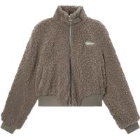 森马 Semir外套女短款显高小个子温柔气质2024冬季立领毛绒夹克甜酷 咖色调00355 150/76A/XS