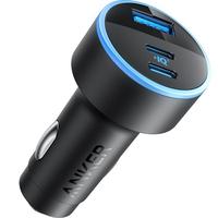 ANKER安克车载充电器67W汽车点烟器快充头转换器三口大功率车充适用华为小米苹果安卓手机电脑 黑