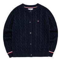 Tommy Hilfiger汤米儿童男女童纯色纯棉秋冬季学院风开襟毛衣休闲针织衫上衣 110 /52(4)