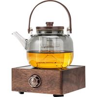 祥业胡桃木电陶炉煮茶器家用玻璃煮茶壶烧水壶小型养生花茶壶套装