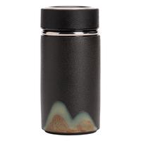 苏氏陶瓷(SUSHI CERAMICS)手绘釉画彩千里江山禅黑保温杯泡茶杯文创套组