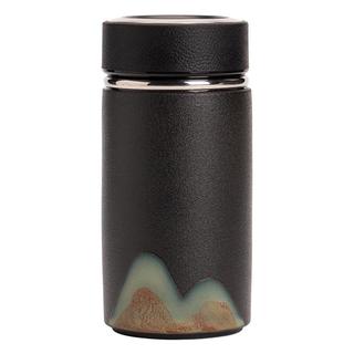 苏氏陶瓷（SUSHI CERAMICS）手绘釉画彩千里江山禅黑保温杯泡茶杯文创套组
