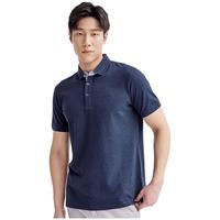 七匹狼【匹马棉】短袖T恤男装夏季商务休闲净色翻领舒适透气Polo男上衣 009(蓝灰) 4XL 190/104A