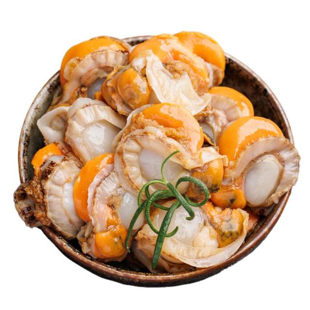 美加佳 大号带黄扇贝肉40-60粒/斤净重2斤（500g*2袋）
