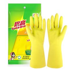 3M 合宜橡胶手套薄巧型 纤巧型防水防滑清洁家务柔软内里洗碗手套 薄巧家务手套大号ST03