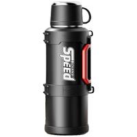 山點水保温壶316不锈钢大容量车载水壶户外旅行壶暖水瓶黑色 4L +背带-可装8斤水